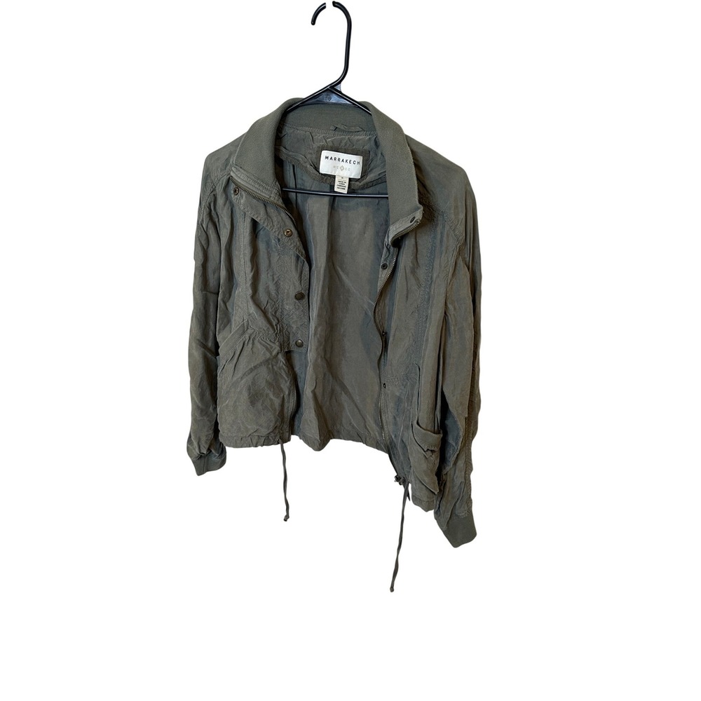 Marrakech Womens Olive Green Cupro Rayon Utility Bomber Jacket Size‎ Medium